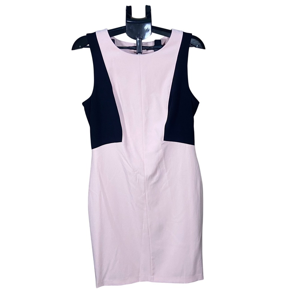 White House Black Market Sleeveless Sheath Dress Color Block Pink Black